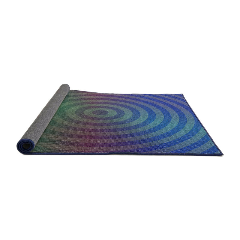 Bleu/vert abstrait Tapis décoratif, Rond 7 pi
