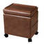 Repose-pieds roulant avec rangement en similicuir avec plateau réversible en bois-539645036