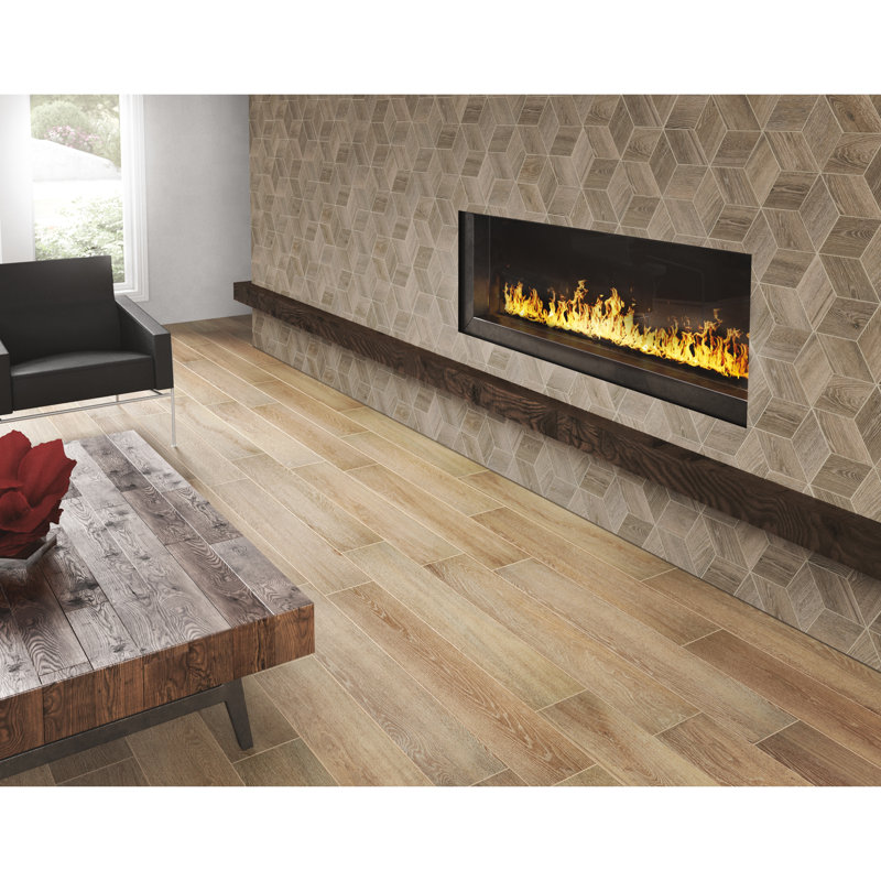 Carreau de mur et de plancher Emerson Wood 3D Cube Mosaic