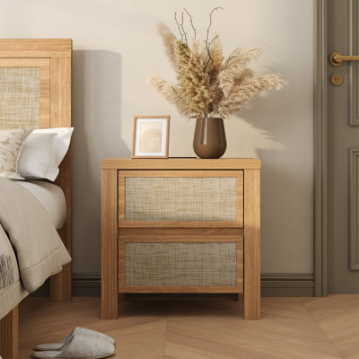 Retro Minimalism 2-drawer Nightstand With Charging Station by George Oliver