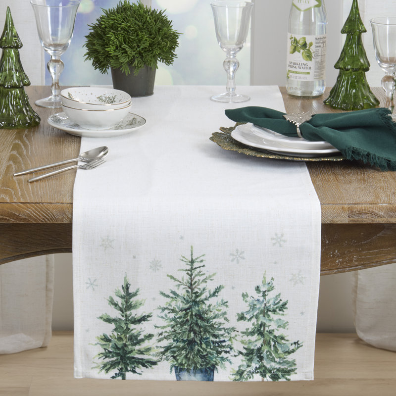 Chemin de table Watercolor Pine Tree