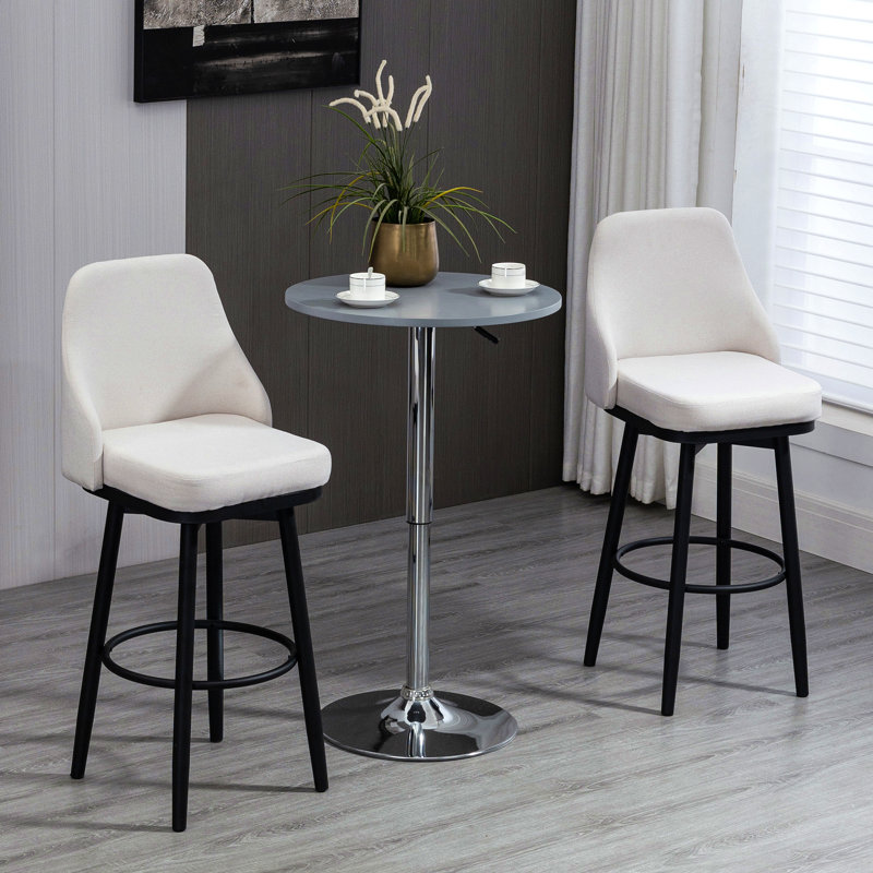 Ensemble de 2 tabourets de bar, tabourets de bar pivotants à 360 ° modernes, chaises de cuisine rembourrées d'une hauteur de siège de 29,5 pouces avec pieds et repose-pieds en acier
