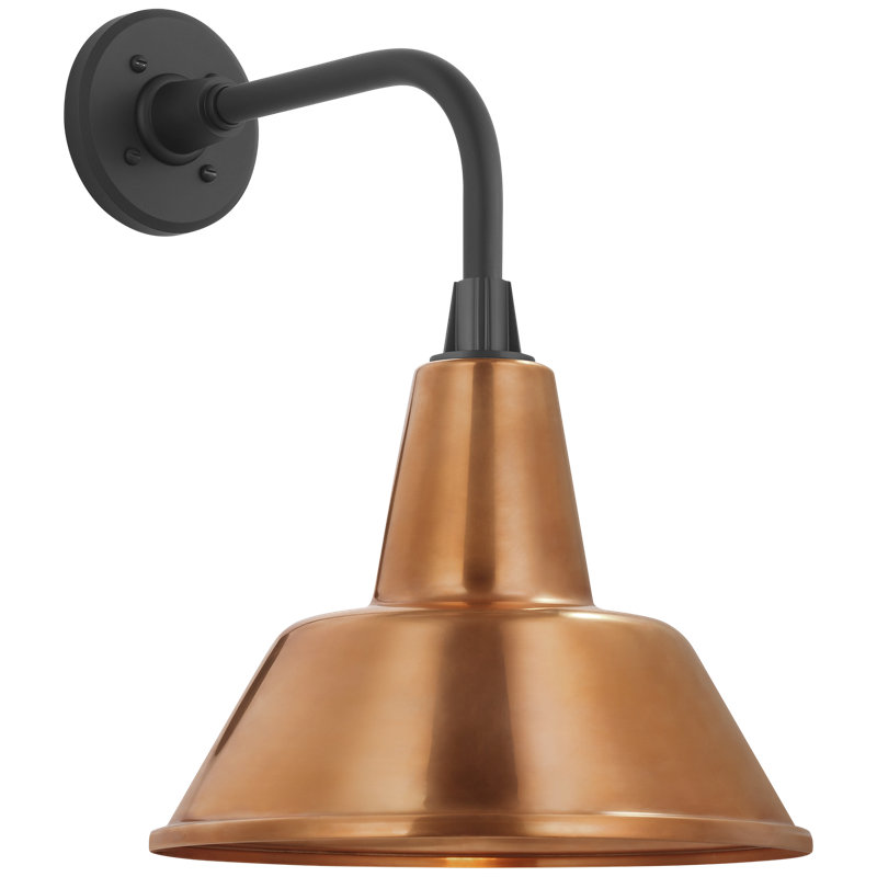 Thomas O'Brien 1 - Light Outdoor Barn Light, Matte Black, Soft Copper, 17.75" H x 12.5" W x 16.75" D