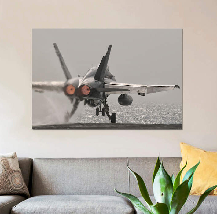 An F/A-18C Hornet Takes Off From USS George H.W. Bush by Giovanni Colla - Photograph on Canvas, 26" H x 40" W x 1.5" D