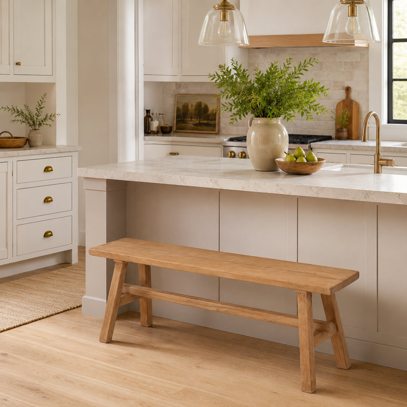 Banc de salle à manger en bois massif sans dossier, banc de ferme rustique pour la cuisine, la salle à manger et le salon