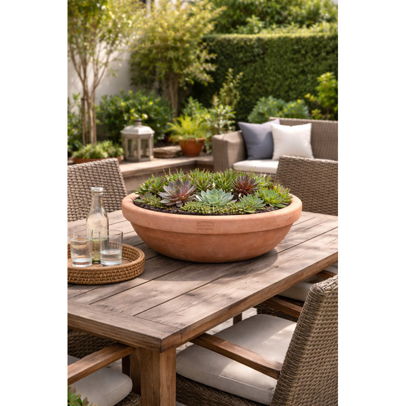 40 in. Handmade Bowl Planter with Lip, 12" H x 40" W x 40" D