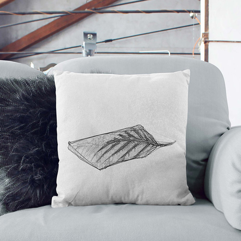 Lone Leaf Cushion with Filling, Black, 40cm H x 40cm W x 15cm D