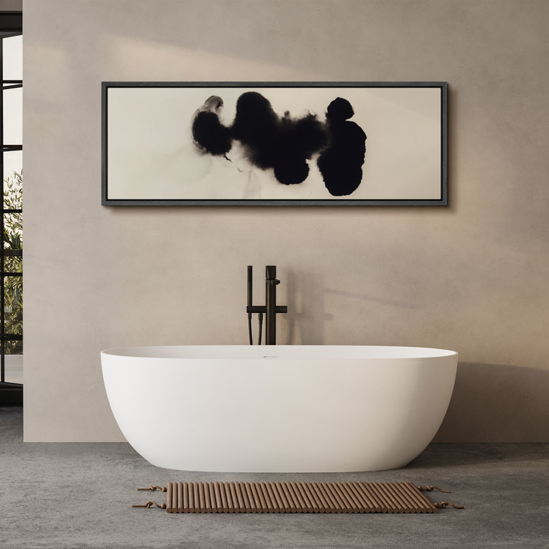 Grande impression sur toile encadrée - reproduction abstraite neutre pour décoration murale minimaliste moderne, Noir