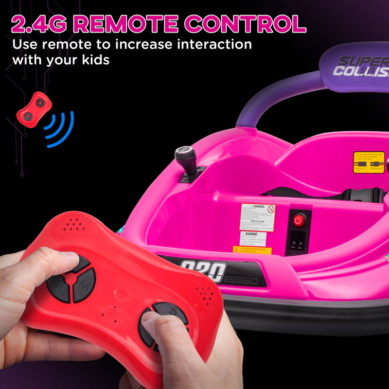 Pink 12V Electric Ride-On Bumper Car with Remote