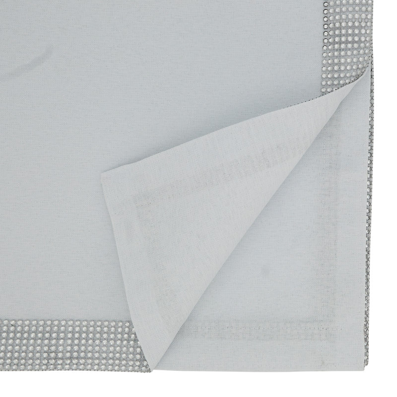 White Studded Polyester Winter Table Runner