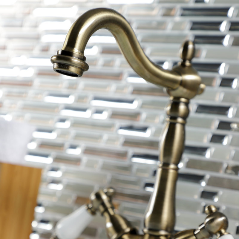 Kingston Brass Heritage Two-Handle 1-or-3 Hole Deck Mount Vessel Faucet, Polished Nickel