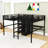 Twin & Twin Metal Loft Bed With Double Desk, Wardrobe, Shelves, Charging Station And Guardrails-1952015908