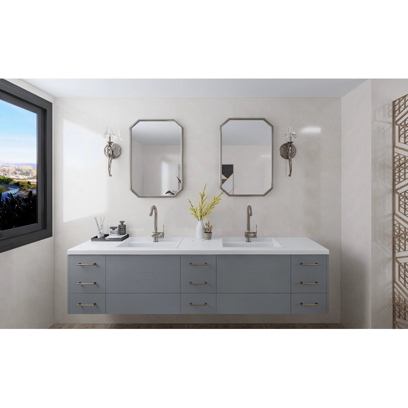 Meuble-lavabo double 87,5 po Richmond, prêt à installer, Colombe matinale