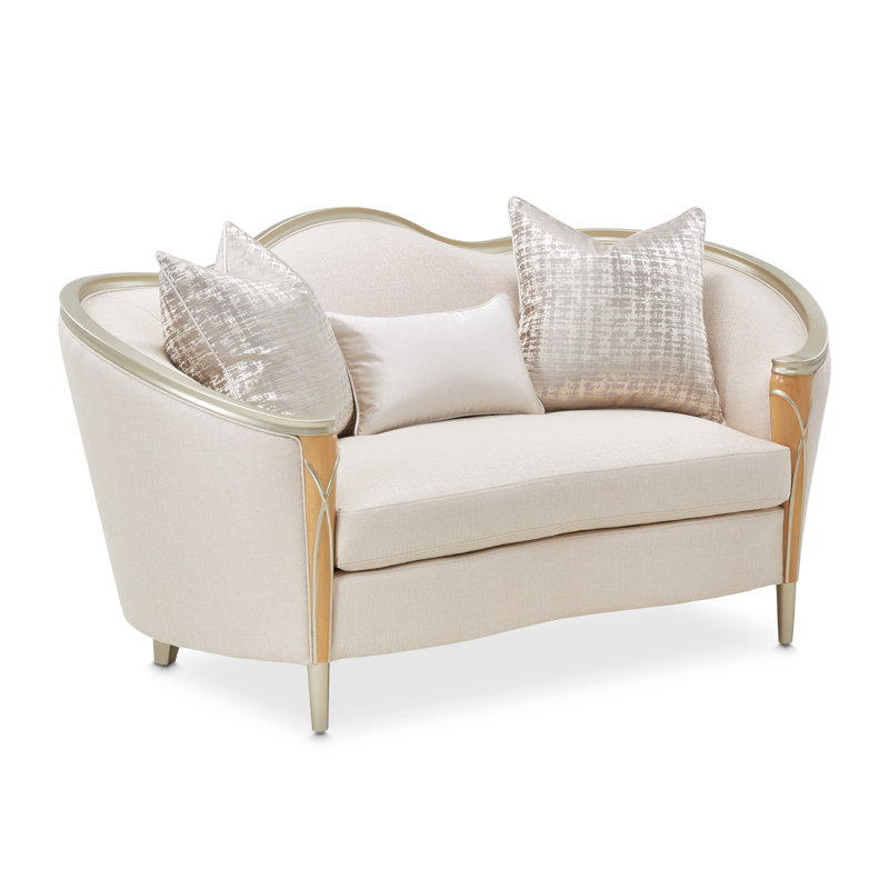 Villa Cherie 71'' Round Arm Loveseat, Pearl 100% Polyester