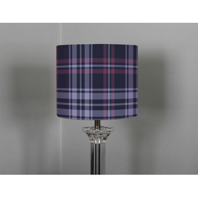 Tartan Plaid Pattern 22 cm H Drum Cotton Lamp Shade ( Uno )