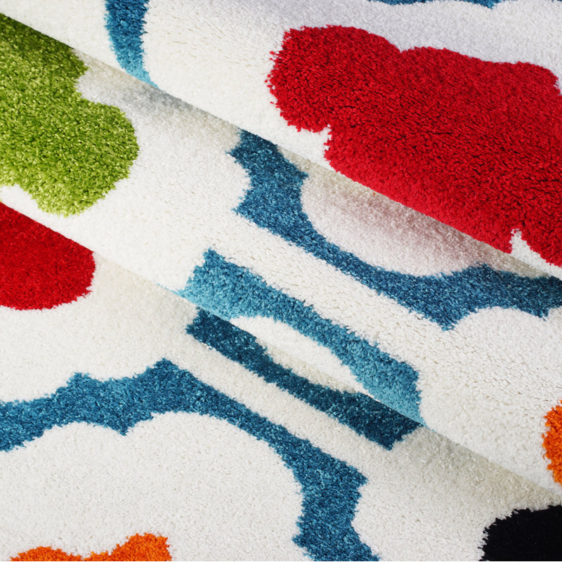 Tapis crème / bleu Fritts, Rectangle 6 pi 7 po x 9 pi 6 po