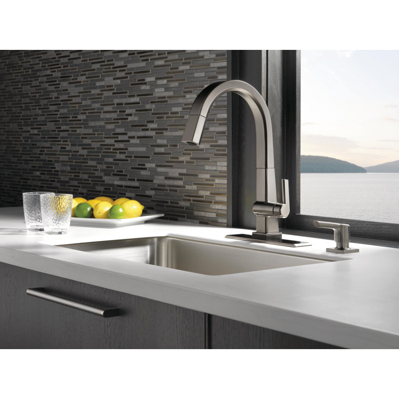 Pivotal Pull Down Touch Single Handle Kitchen Faucet with Touch20 Technology, Black Stainless