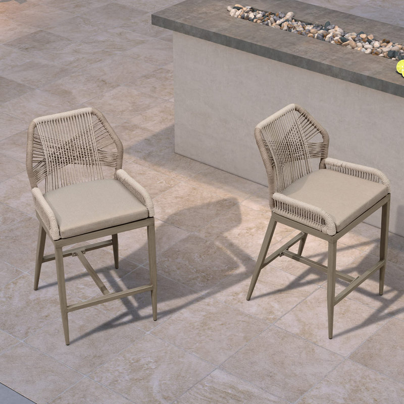 Davine Wicker Outdoor Counter Stools, Counter Stool (24.8" Seat Height)