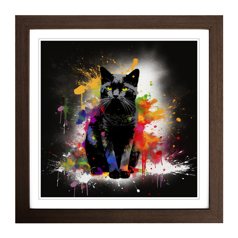 Cat Splatter Art - Framed Print, Walnut