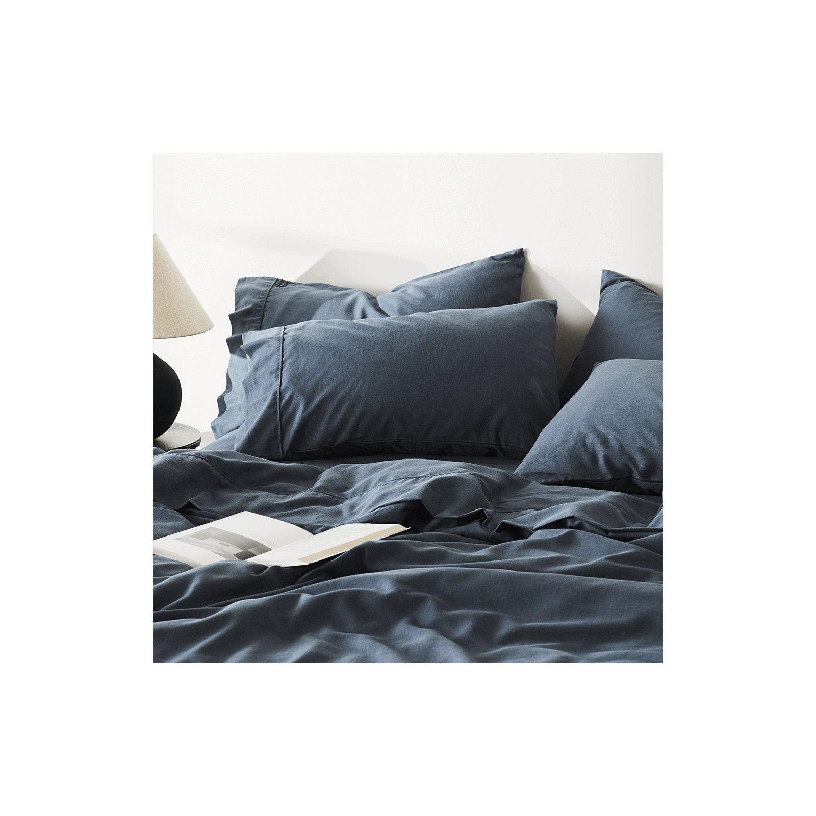 Signature Sateen Pillowcase, Full / Double Pillowcase + Pillowcases 2 Standard, Ink