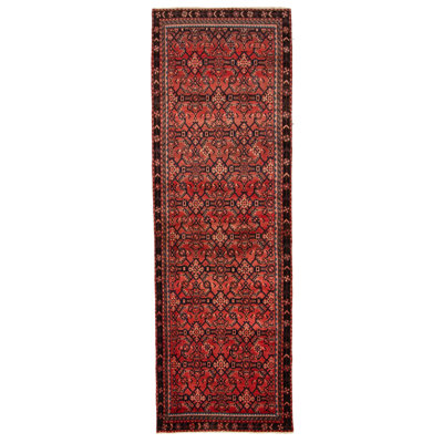 One-of-a-Kind Runner 3'5" X 10'2" New Age Runner Wool Area Rug Red