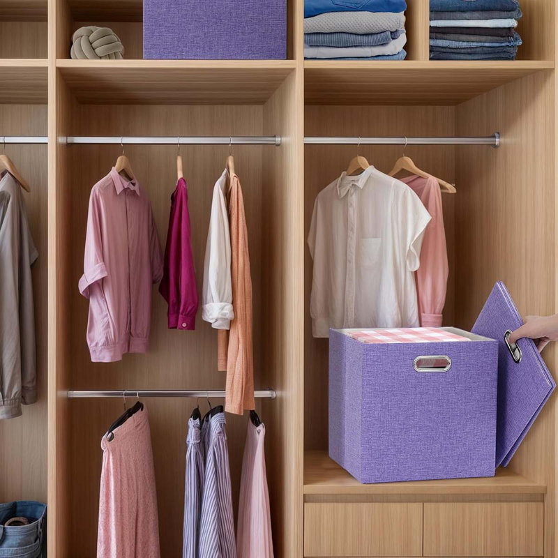 Foldable Cube Storage Bin Organizing Baskets Cubby Boxes Fabric Storage Cubes Organizer Bins With Handles For Organization Shelf Closet, Pack Of 4
