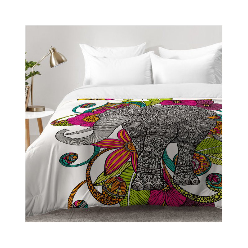 Ensemble d'édredon Ruby l'éléphant, Édredon pour lit simple TG + 1 taie décorative