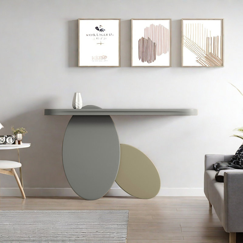 Console Modern Minimalist Art, 31.5" H x 55.12" W x 15.75" D, Gris, Gris / Champagne doré