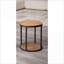 Table basse ronde en chêne blanc avec structure chromée - Design moderne et stable pour le salon