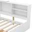 Lit plateforme simple blanc avec rangement pour tête de lit, 2 tiroirs et tablettes pour chambre à coucher