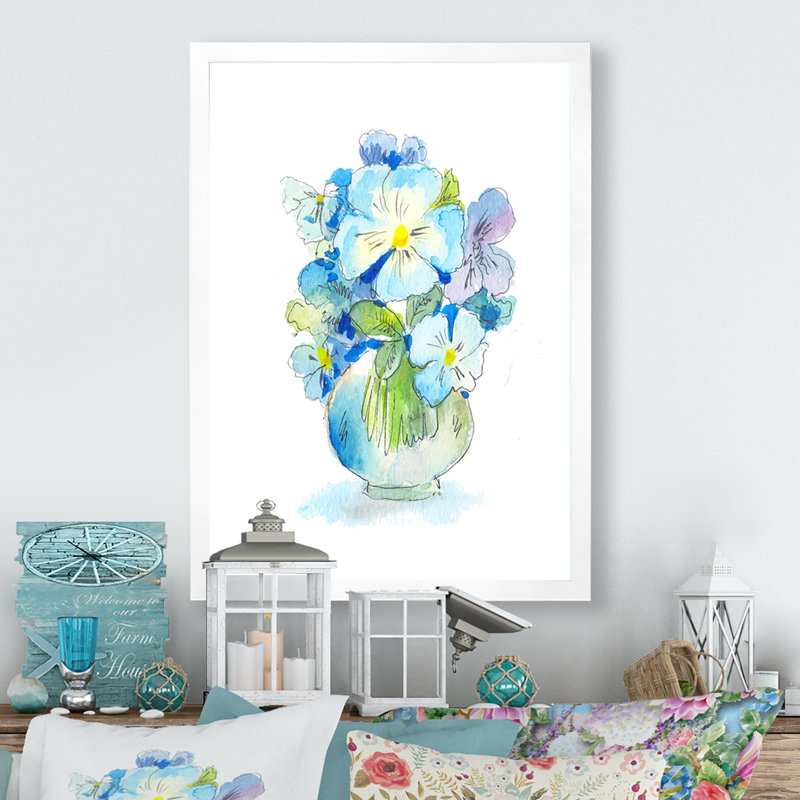 Bouquet de fleurs sauvages bleues - sur, Cadre photo blanc, H 12 po x l 8 po x P 1 po