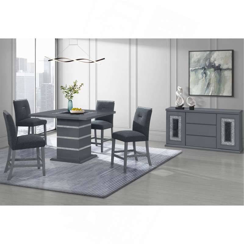 TABLE DE BAR ARIYA GRIS FONCÉ, H 36 po x L 47 po x l 47 po, Gris