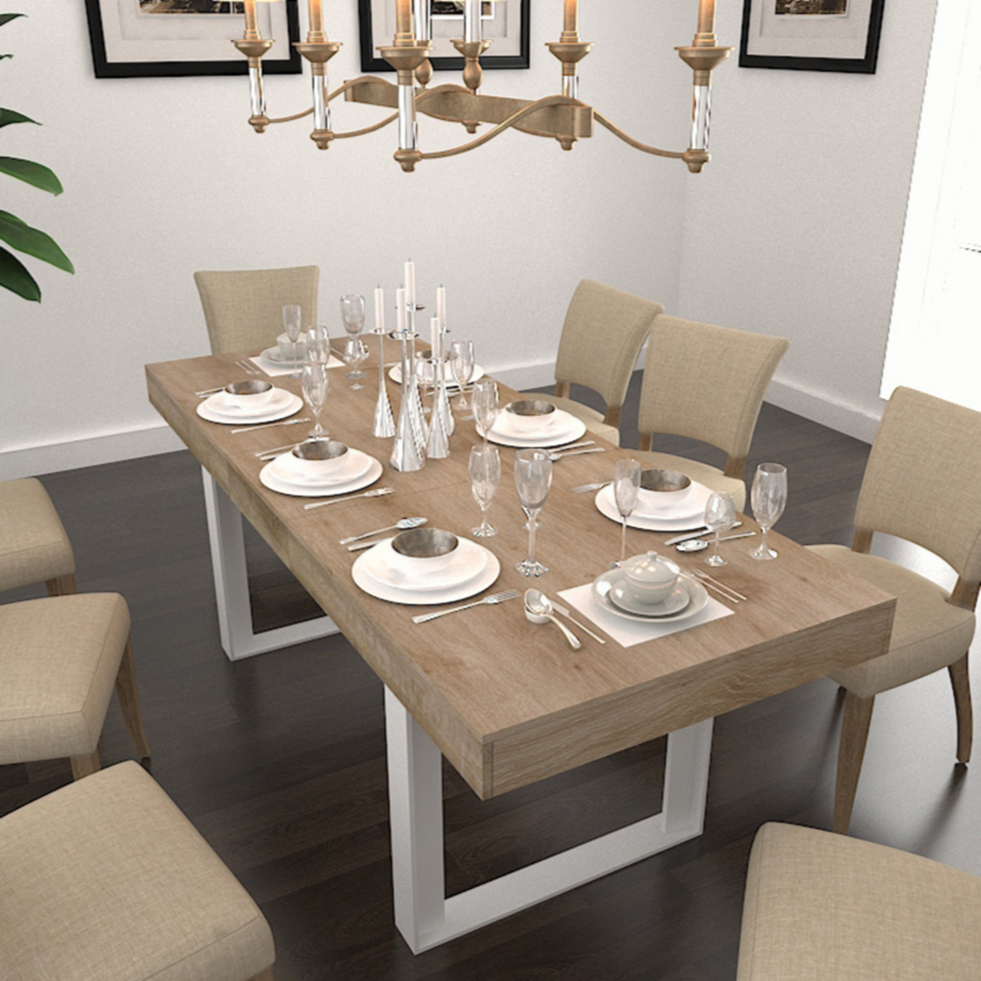 17 Stories Extendable Dining Room Table For 6 8 10, Modern Farmhouse ...