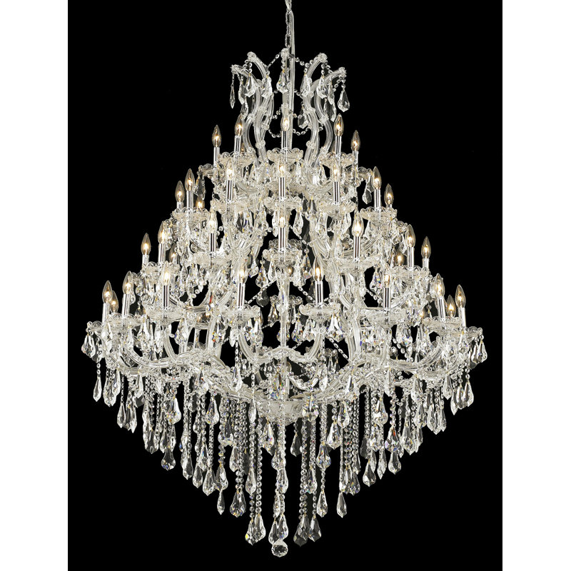 Stockard 49 - Light Glass Dimmable Tiered Chandelier, Chrome / Golden Teak (Smoky) / Royal Cut