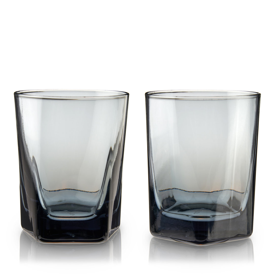 Hexagonal Crystal Double Old Fashioned Glasses in Smoke (Set of 2) Viski