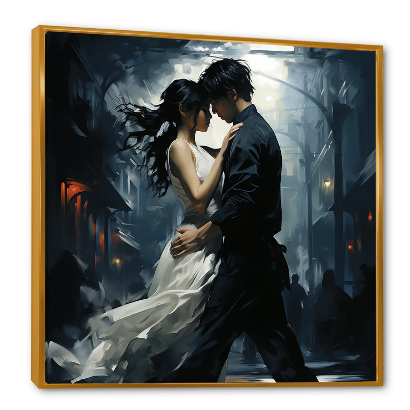 Danse valse au Japon I - art mural de danse, H 36 po x l 36 po x P 1,5 po, Cadre flottant doré