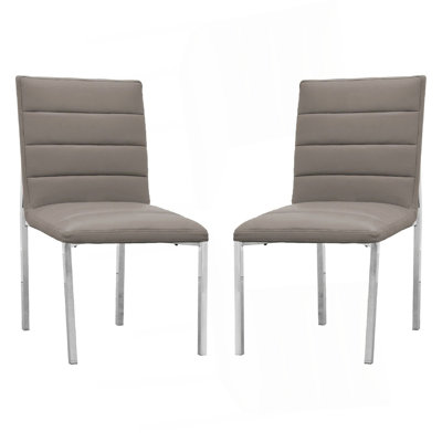 Chaise de salle à manger en faux cuir 23 po Eun, pieds chromés, ensemble de 2