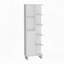 Armoire de salle de bain H 63 po en lin avec sept tablettes ouvertes, un tiroir et quatre pieds Mott, blanc