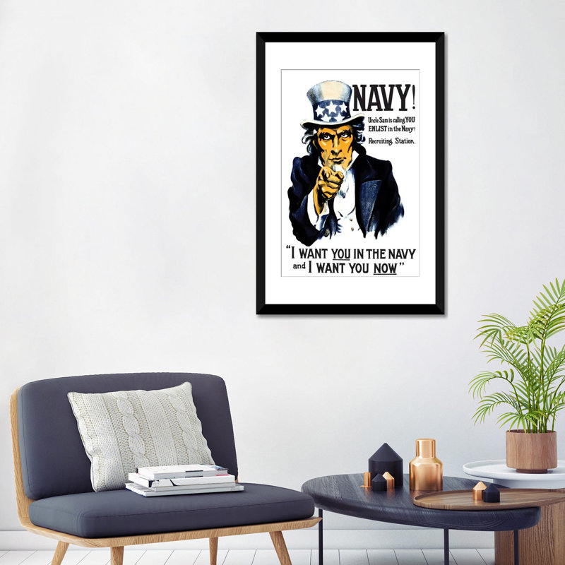 «Vintage War» par Uncle Sam, pointant vers le lecteur, affiche vintage sur toile, H 24 po x l 16 po x P 1 po, Blanc
