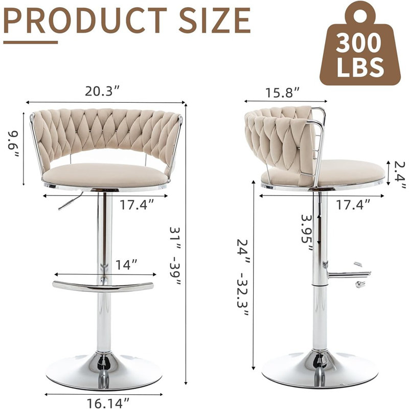 Ensemble de 4 tabourets de bar, tabourets de bar pivotants modernes avec ...