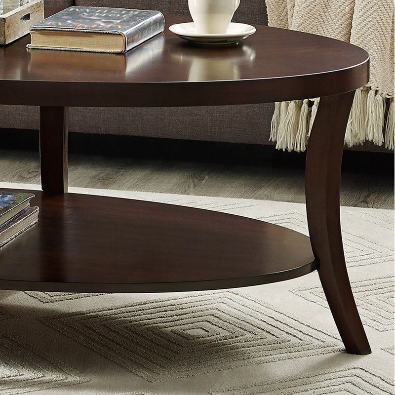 Table basse ovale avec tablette Perth, Espresso
