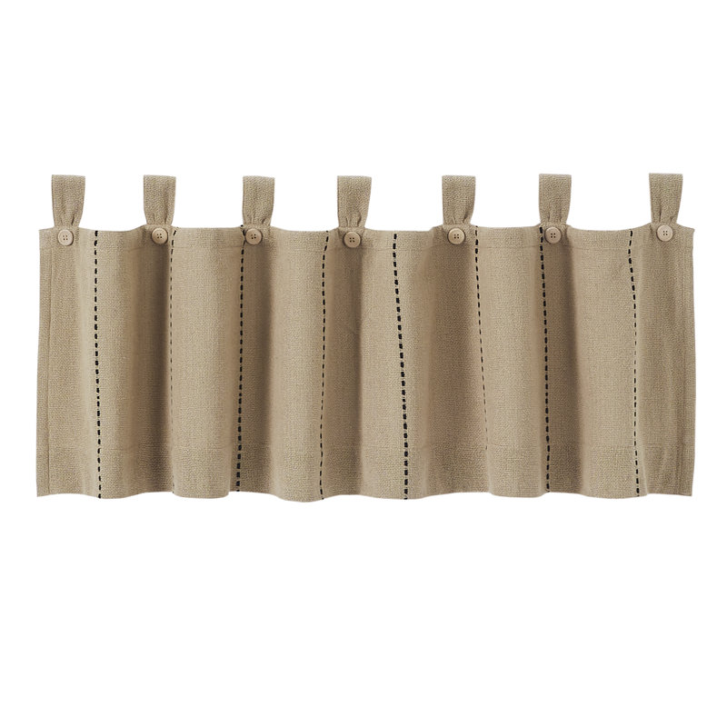 Cumberledge Stitched Burlap Tailored Window Valance, Natural Tan/Black, 60" W x 16" L