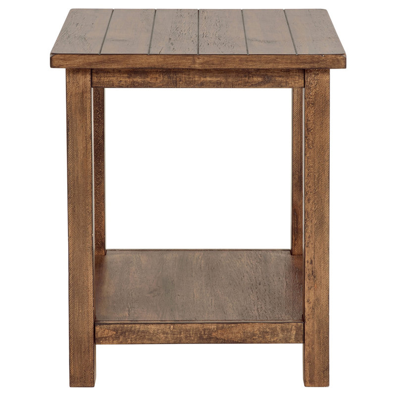 Table de bout en bois brun vieilli avec tablette Castleton