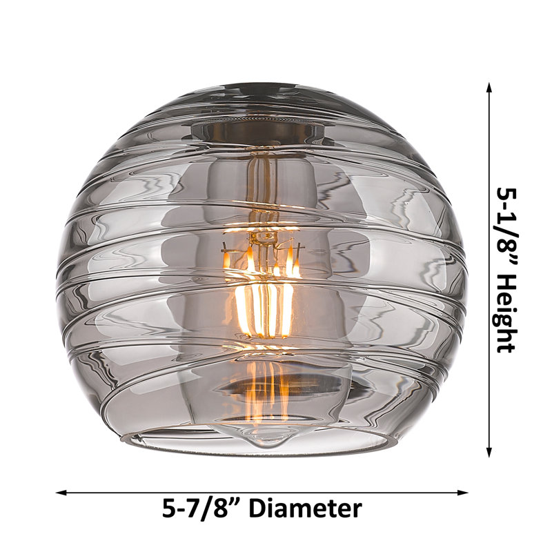 1 - Light Single Globle Pendant, Antique Brass, 8.75" H x 6" W x 6" D, Light Smoke