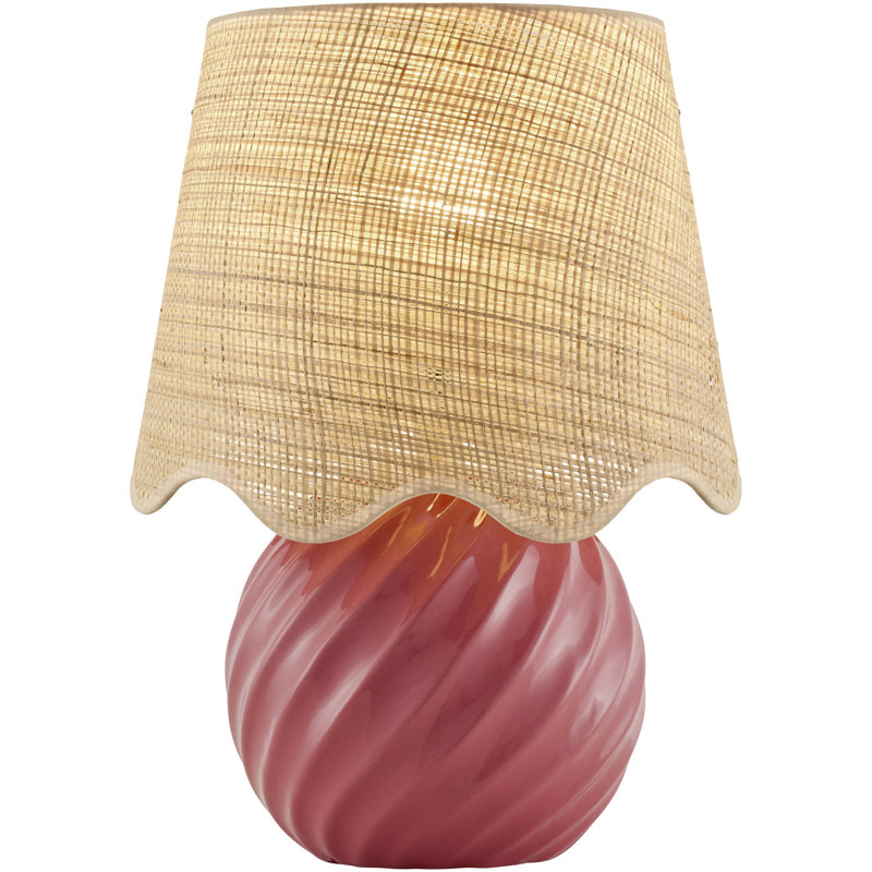 Wyatan Table Lamp, Rattan, Dark Pink