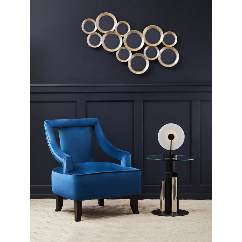 Bhodi Glass Top End Table, Black/Silver