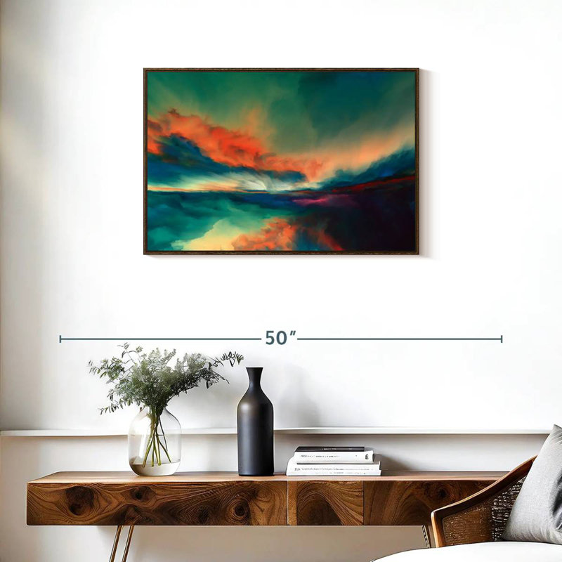 Coucher de soleil, Cadre flottant noyer, 31 po x 21 po