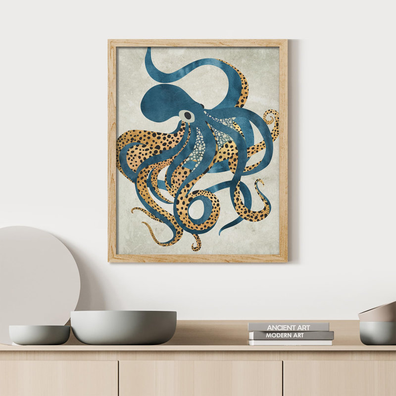 «Vintage Textured Octopus» sur papier, Naturel, H 16 po x l 12 po