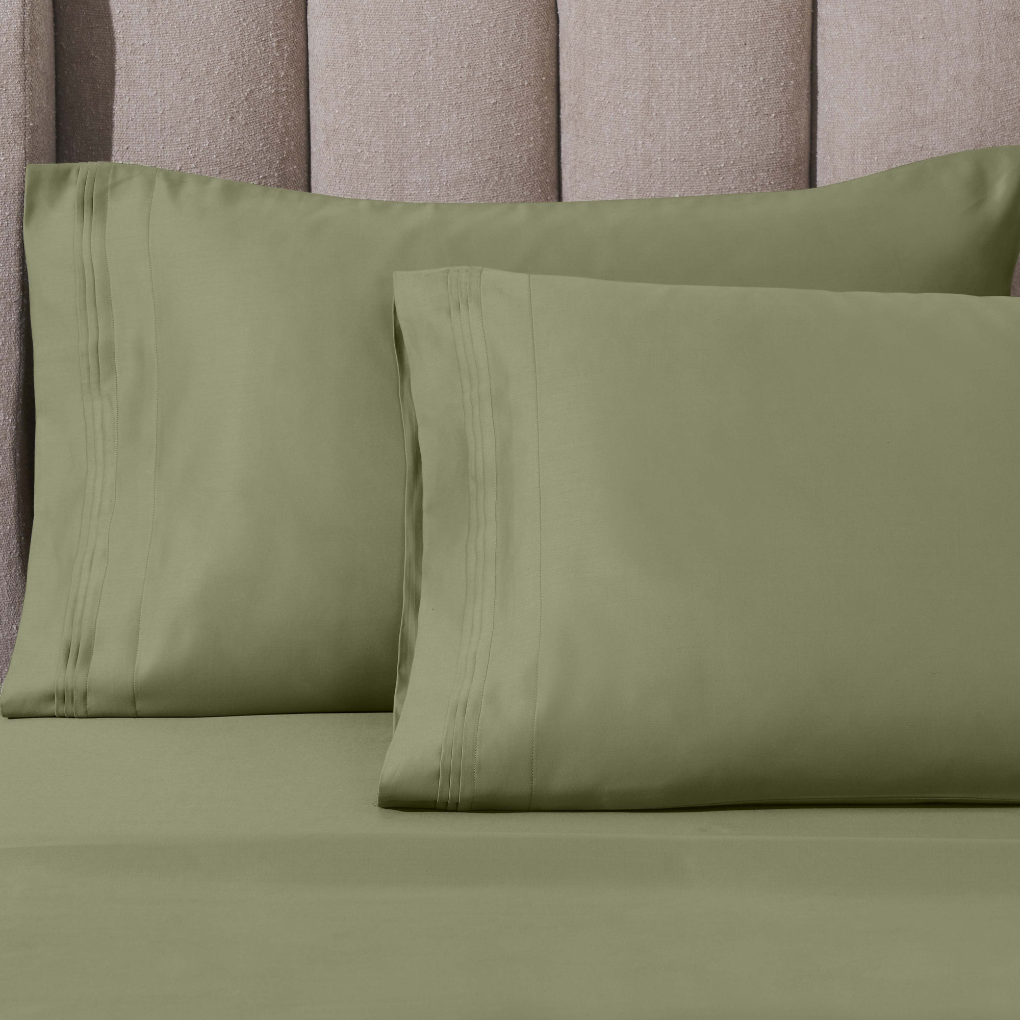 Arling 1000 Thread Count Luxury Certified Egyptian Cotton 2 Piece Sateen Pillowcase, Standard Pillowcase, Sage