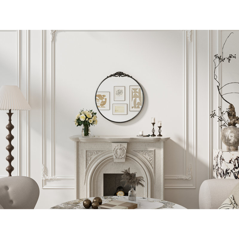 Miroir d'appoint mural Stourbirdge, 24 po x 24 po, Noir antique